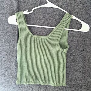 Reversible sage green cropped tank top